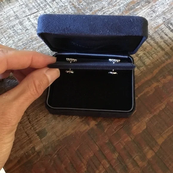 Authentic Tiffany & Co. Open Circle Platinum Diamond Stud Earrings - Picture 14 of 16